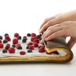 Đa năng Silicone tấm không dính cuộn Pan khay nướng Pastry Mat bánh pizza Cookie Khuôn Silicone Swiss cuộn bánh mat 35*35cm