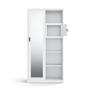 Armario con Puerta Corredera de Acero, Espejo y Diseño Impreso de 900 mm para Almacenamiento en el Dormitorio - Product Image 4