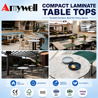 Plateau de table compact en stratifié Amywell, moderne, carré, résistant aux UV, écologique, durable, 15 mm, pour intérieur/extérieur, imperméable, mobilier de maison