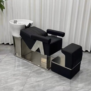 Sillón de lavado de pelo semi-reclinable de cuero sintético, de alta gama y diseño sencillo, especial para barberías y salones de belleza, popular en redes, directo de fábrica. - Product Image 6