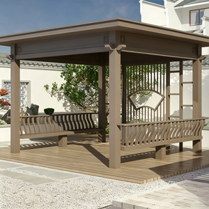 Pergola de luxe à toit incurvé en alliage d'aluminium et bois massif, pavillon robuste et étanche pour zones panoramiques, villas et gîtes - Product Image 3