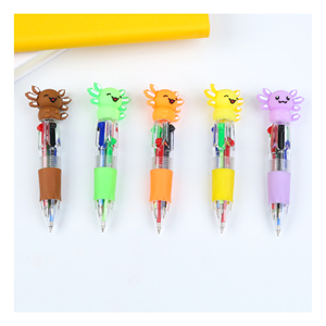 Stylo bille en plastique mini quatre couleurs à motif de dessin animé, promotionnel, avec impression de logo personnalisé, pour publicité, cadeau de papeterie multicolore à thème animal - Product Image 4