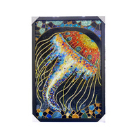 Mosaïque en verre dichroïque avec cadre en bronze antique noir et doré, motif éléphant, pour la décoration de salles de bain et d'hôtels
