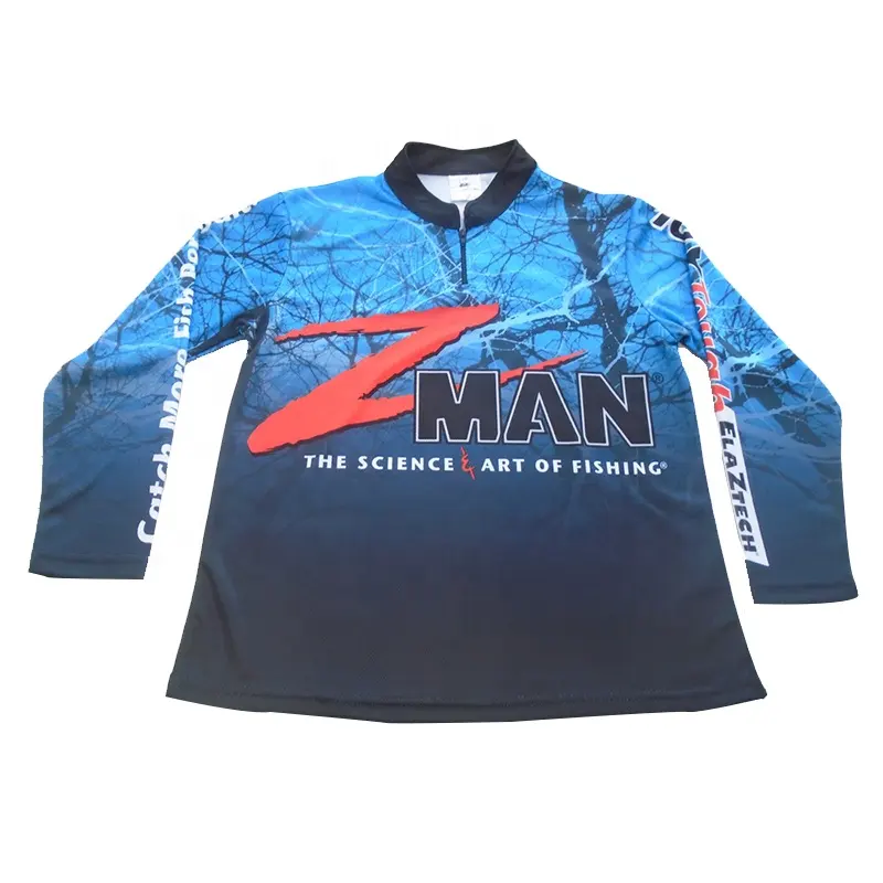 Long sleeves custom full sublimation quick dry fishing jerseys UV Protection 100%Polyester fishing shirts