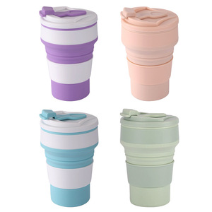 Taza de café de viaje plegable de silicona con tapa para uso en exteriores, diseño ligero y portátil - Product Image 3