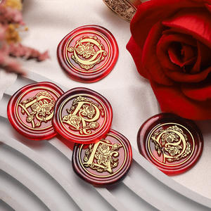 Cabezas de sello de cera con diseño de letras del alfabeto de rosas, 26 letras, diseño de cobre para decoración - Product Image 1
