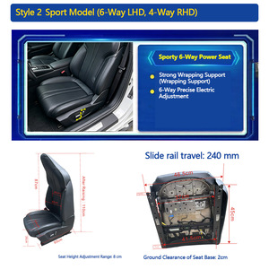 Sedile Auto Elettrico <span class=keywords><strong>Aftermarket</strong></span> a 6 Vie per Conducente e 4 Vie per Passeggero, Sostituzione Diretta per <span class=keywords><strong>Sedili</strong></span> Sportivi - Product Image 5