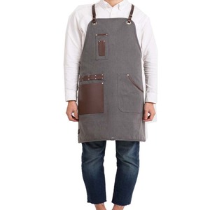 Organic Canvas <b>Apron</b> with Leather Straps and Pockets Non-Waxed <b>Work</b> <b>Apron</b> for Kids for Cooking and Baking - Product Image 6
