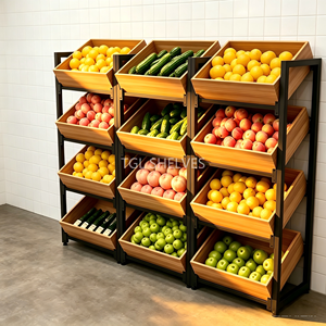 Exhibidores <span class=keywords><strong>de</strong></span> Frutas <span class=keywords><strong>y</strong></span> Verduras Combinados <span class=keywords><strong>de</strong></span> <span class=keywords><strong>Hierro</strong></span> <span class=keywords><strong>y</strong></span> <span class=keywords><strong>Madera</strong></span> Fabricados en Fábrica, Comúnmente Usados en Supermercados <span class=keywords><strong>y</strong></span> Tiendas, Estantes Metálicos para Abarrotes - Product Image 5