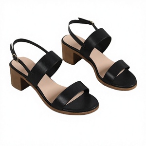 Women's Summer High Top Solid Square Heel <b>Sandals</b> New Arrival Ankle Strap Height Increasing Anti-Slip Light Weight Fashion - Product Image 2