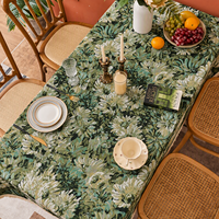 Nappe de table jacquard rétro à motif floral, nappe en tissu épais avec franges pour la cuisine, la décoration intérieure de la maison