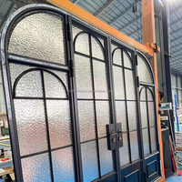 Portes extérieures françaises en aluminium avec isolation thermique pour maisons, porte d'entrée en verre cintrée, moustiquaire en fibre de verre pour extérieur