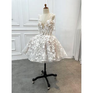Noble Bride Modest Women Mini Short Flower Girl Dresses abito da <span class=keywords><strong>sposa</strong></span> da <span class=keywords><strong>sposa</strong></span> abito da <span class=keywords><strong>sposa</strong></span> Champagne per spose - Product Image 3