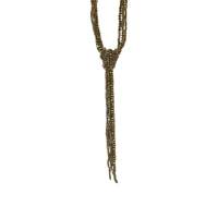 Collier de mode perlé en acier inoxydable 316L plaqué or PVD, durable et résistant, avec long pompon, idéal pour les fêtes, unisexe