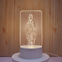 Lampe de chevet LED 3D en acrylique avec croix de Jésus-Christ, lumière visuelle nocturne, décoration de chambre, cadeau chrétien pour anniversaire, Noël, Pâques