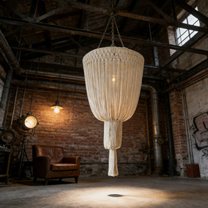 Lanterna in Macramè con Nappe e Fiori Artificiali per Decorazione Soffitto, Chandelier per Ricevimenti in Hotel, Sfondo per Feste, Personalizzabile - Product Image 2