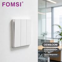 Interrupteurs muraux électriques FOMSI, norme britannique, noir, blanc, or, gris, finition Skin-touch, sans bordure, 3 gangues, 1 voie, interrupteur d'éclairage
