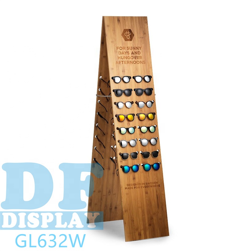 Стеллаж для очков с деревянным полом, Бамбуковая напольная витрина для солнцезащитных очков, полка для очков