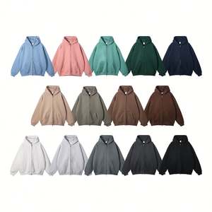 Sudadera con capucha 100% algodón con cremallera, forro polar grueso, peso pesado, estilo oversize, con logo personalizado, para hombre - Product Image 5