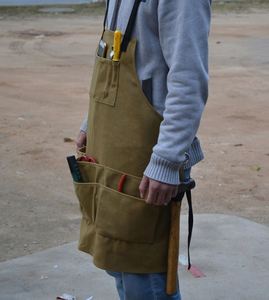 Tablier de travail décontracté en toile cirée robuste avec poches, ajustable, pour hommes et femmes - Échantillon gratuit - Product Image 2