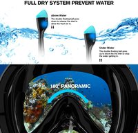 Masque de plongée intégral étanche anti-buée avec verres trempés pour les sports nautiques en plein air et la piscine - Utilisation adulte