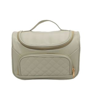 Bolsa de Cosméticos de Viaje de Lujo de Cuero PU Personalizada al por Mayor con Cierre de Cremallera, Diseño de Moda con Patrón de Letras, Color Personalizado - Product Image 1