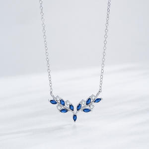 Collier pendentif feuille en zircon bleu profond Staghorn, version cuivre personnalisable, argent sterling S925, cadeau pour femme - Product Image 6