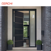 Porte d'entrée pivotante moderne en acier inoxydable de luxe sur mesure, porte extérieure de sécurité, porte pivotante en aluminium noir