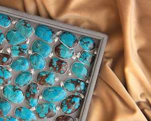 Turquoise <b>Necklace</b> with <b>Boho</b> Style Silver Overlay Magnesite Pendant Handmade Rhodium and Gold Plated Bezel Setting Inlay - Product Image 3