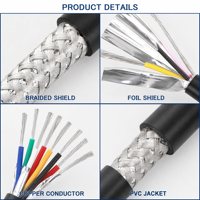 Kabel Terlindung Multi Inti Berlapis Kawat 4 6 10+ Inti Pelindung Foil Tembaga Terjalin Selubung PVC 300V Konduktor Tembaga Kabel Sinyal Kontrol