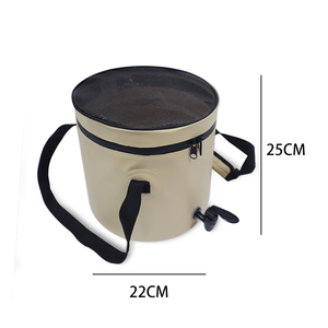 Seau de camping et de pêche pliable multifonctionnel en PVC avec couvercle à fermeture éclair en maille et robinet pour le lavage de la <span class=keywords><strong>vaisselle</strong></span> et la <span class=keywords><strong>randonnée</strong></span> - Product Image 3