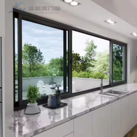 Ventana corredera moderna de aluminio de doble acristalamiento con impacto de huracán con pantalla magnética, cortina de persiana de apertura Horizontal para villas
