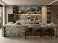 Dalles de marbre multicolores avec veinage bois linéaire pour panneaux muraux décoratifs, revêtements de sol de salle de bain, tables consoles et lavabos