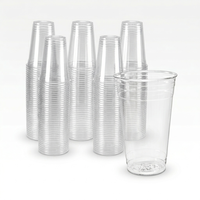 Gobelets en plastique jetables transparents de qualité alimentaire à paroi simple avec couvercles, logo personnalisé imprimé en sérigraphie, pour boissons froides, en PET