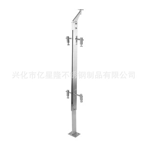 304 Stainless Steel Column For Stair Railings With Glass Cladding Linear Design Contemporary Style - Product Image 1