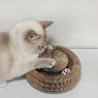 Planche à gratter pour chat en carton ondulé, pliable, écologique, classique d'Halloween, en forme d'accordéon magique, avec accessoires clochette
