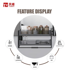 Double Layered Modern Aluminum Alloy <b>Pull</b> Down Storage Rack with <b>Kitchen</b> Adjustable <b>Pull</b> <b>Out</b> <b>Basket</b> - Product Image 4