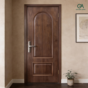 Traditional Solid Wood Interior Door with Arched Panel Design European Style <b>Swing</b> Open - Product Image 3