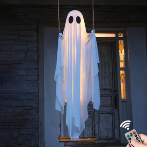 Guirlande lumineuse transfrontalière de 1,2 m en aluminium, motif fantôme, blanc chaud, IP65, télécommandée, pour décoration d'Halloween - Product Image 4