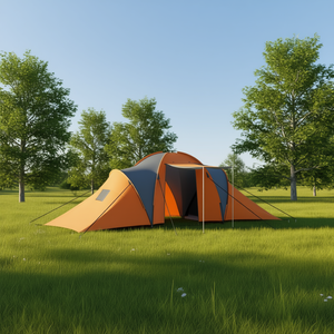เต็นท์แคมป์ปิ้งผ้าสีส้มเทา 9 คน แบบสองชั้น หนึ่งห้องนอน หนึ่งห้องนั่งเล่น ใช้ได้สามฤดู สำหรับกิจกรรมกลางแจ้ง - Product Image 2