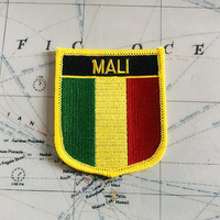 Écussons brodés drapeau national du Mali, badges en forme de bouclier et de carré, un ensemble pour la décoration de brassards et sacs à dos