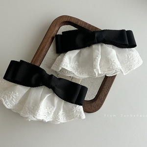 Pince à cheveux en dentelle haut de gamme Unnie's pour femme, pince pour frange, accessoire pour l'arrière de la tête, ornement capillaire, pince latérale, avec bordure style robe blanche - Product Image 1