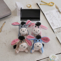 Porte-clés en peluche âne mignon de 12 cm, écologique, durable, doux, animal en peluche, porte-clés de dessin animé pour enfants, cadeaux