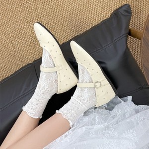 White Slouch <b>Lace</b> Mid Calf <b>Socks</b> For Women Sweat Absorbent Solid Color Polyester Fiber Youth Fashion <b>Socks</b> - Product Image 1