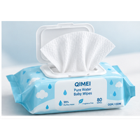 Lingettes humides pour bébé à l'eau pure, 80 unités, sous marque privée, paquet souple avec couvercle à clapet, OEM ODM