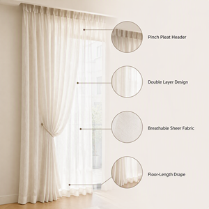Tenda Trasparente Bianca in Voile per Soggiorno e Camera da Letto, Filtrante Luce, Lunga fino al Pavimento, Pannello in Tulle, Ingrosso, Misure Personalizzate - Product Image 4