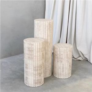 STONEKOCC Prêt à expédier 30x30x50/65cm/90cm <span class=keywords><strong>Colonne</strong></span> de base en marbre beige, socle en travertin pour <span class=keywords><strong>entrée</strong></span>, hôtel, salon, villa - Product Image 1