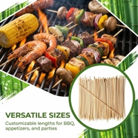 Brochettes de barbecue en bambou robustes, bâtonnets jetables pour viande, légumes, fruits de mer