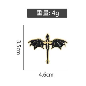 Broche <span class=keywords><strong>Dragon</strong></span> Volant Halloween en Promotion – <span class=keywords><strong>Totem</strong></span> <span class=keywords><strong>Dragon</strong></span> Noir en Alliage de Zinc avec Impression UV et Émail Texturé Noir Nickelé - Product Image 5