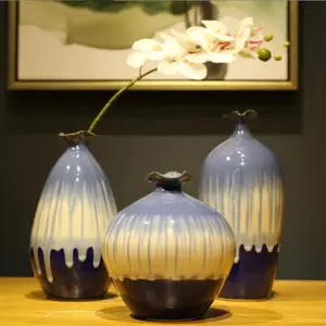 欧洲简单花瓶窑变色釉陶瓷装饰复古禅宗家居装饰